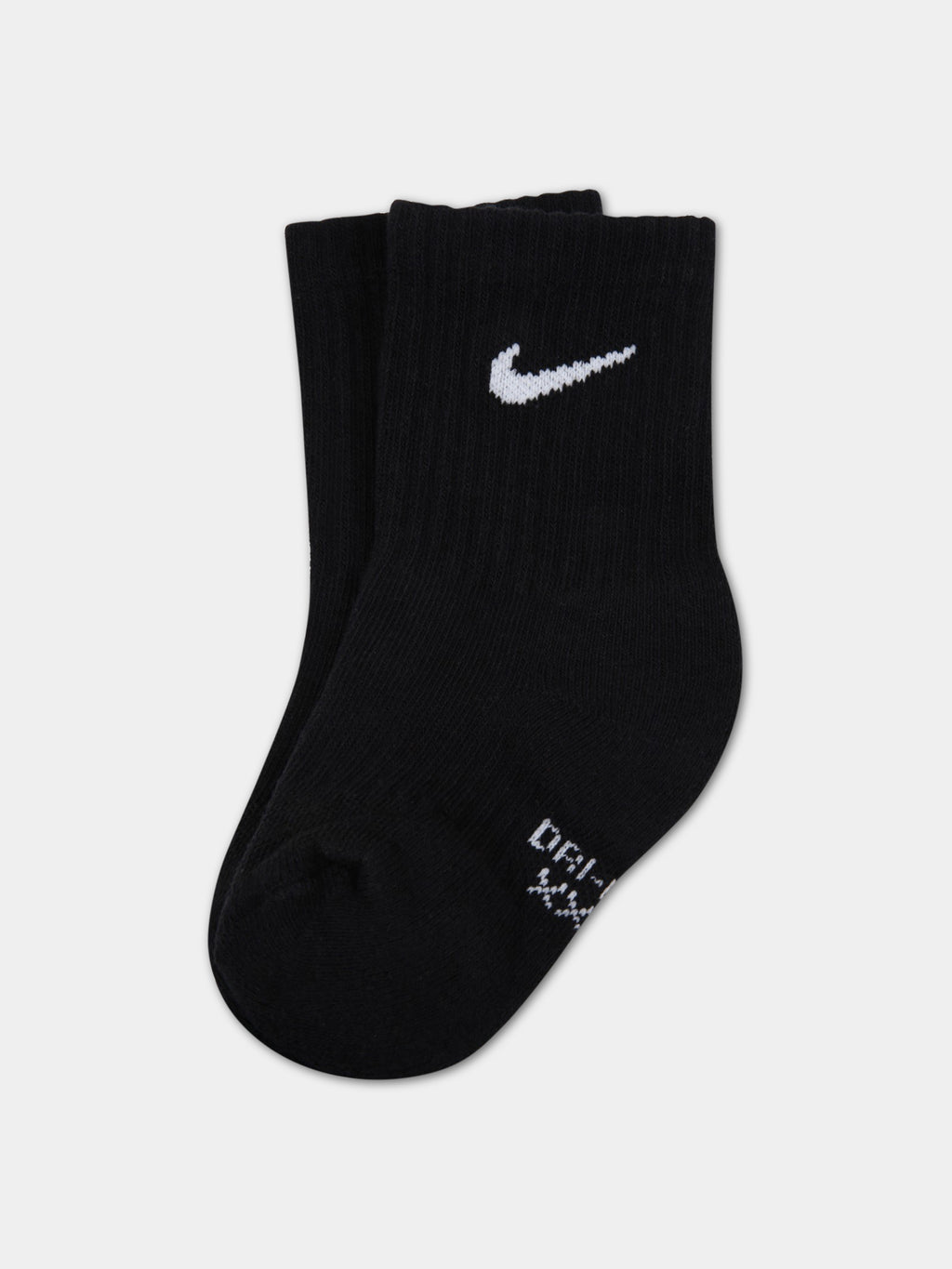 Black socks for kids with white logo